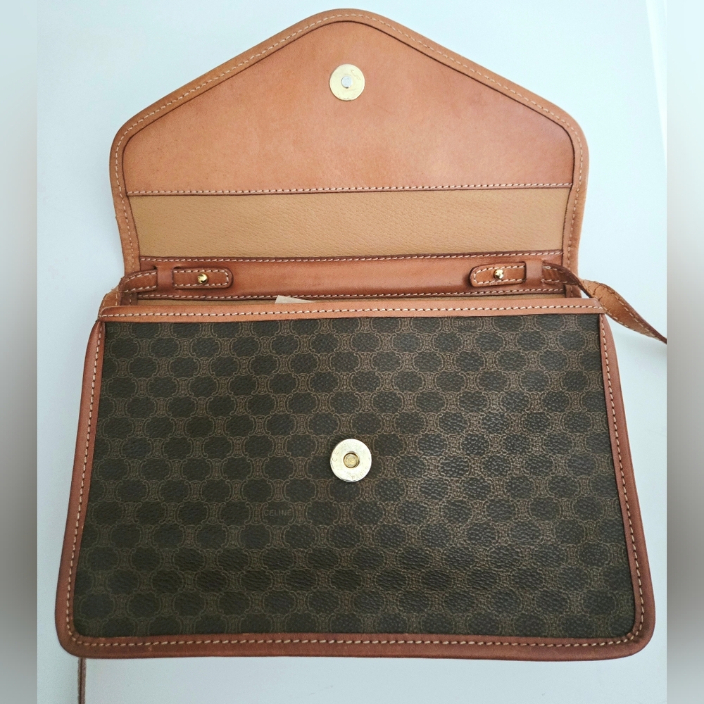 Authentic CELINE Macadam Pochette Clutch Crossbody Wallet WOC Shoulder Bag - Picture 7 of 16